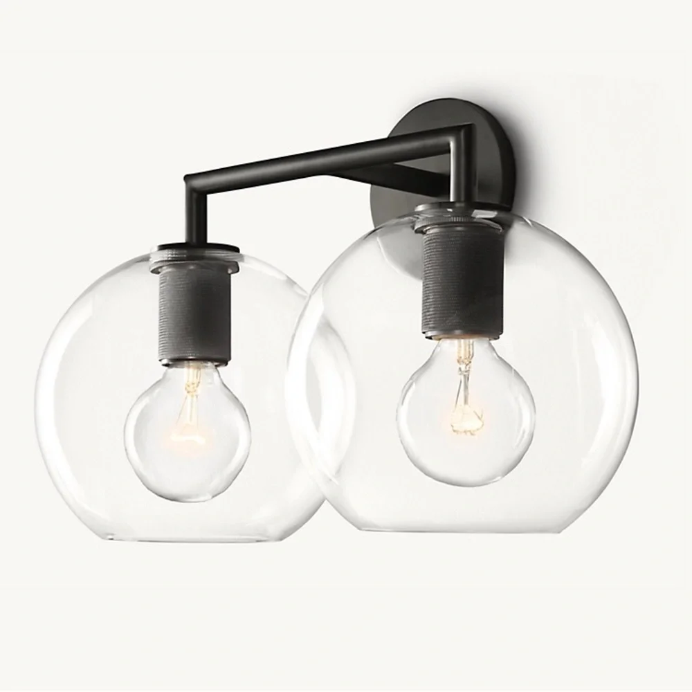 Restoration Hardware Utilitaire Globe Shade Double Sconce